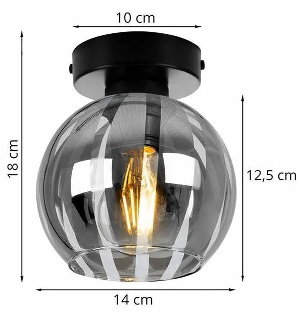 Stropné svietidlo ELIZA, 1x sklenené tienidlo so vzorom