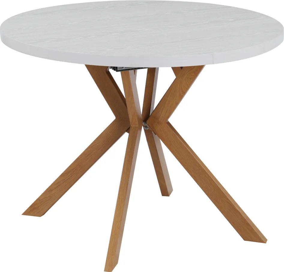 Jedálenský rozkladací stôl, biela/dub, 100-250x75,5 cm, LUKOS
