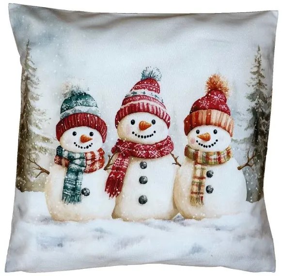 Vankúšová obliečka Traja snehuliaci 40x40 cm
