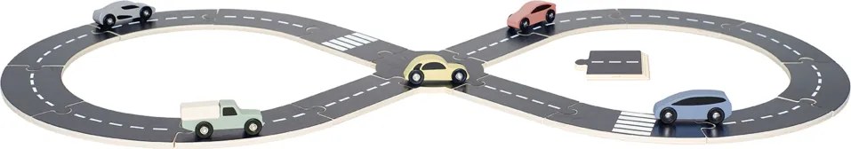 Jabadabado Drevená autodráha s 5 autíčkami, 18 dielov
