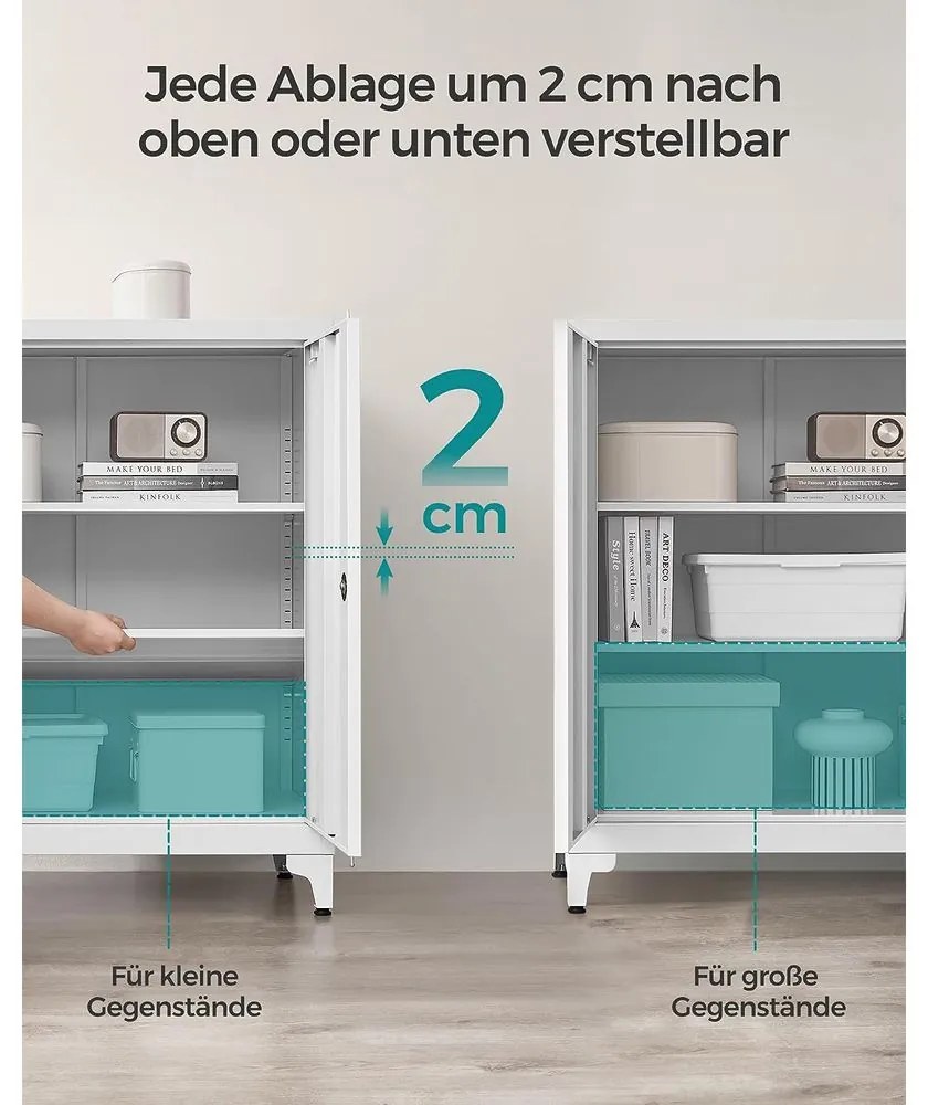 SONGMICS Oceľová kartotéka s 2 uzamykateľnými dvierkami – OMC013 Farba: sivá