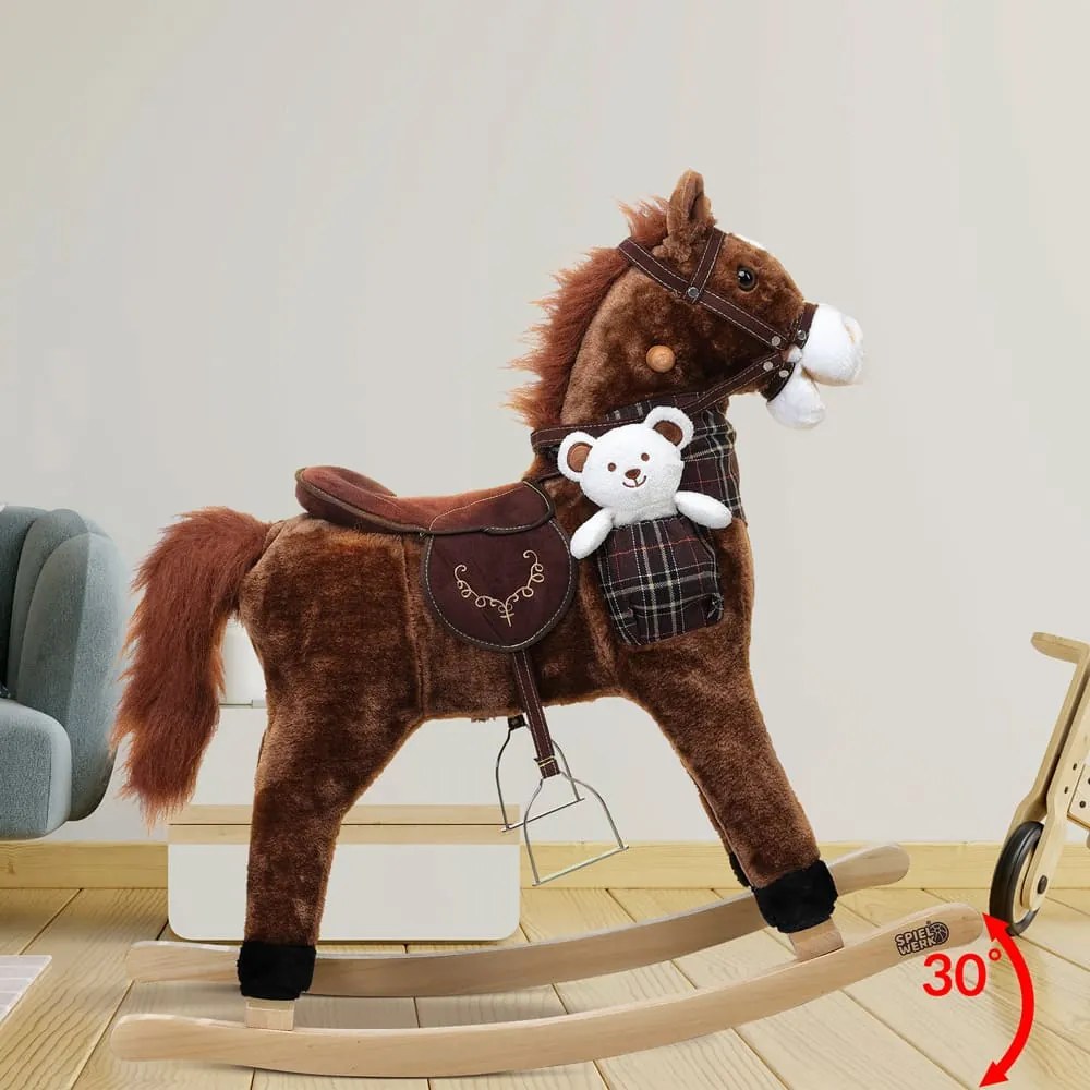 Hojdací koník hnedý so zvukovým efektom Spielwerk