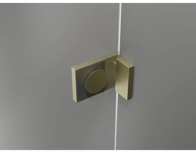 Mexen Lunar-F L, skladací sprchový kút ľavý 70 x 70 cm, 8mm číre sklo, zlatý matný profil, 836L-070-070-55-00-L