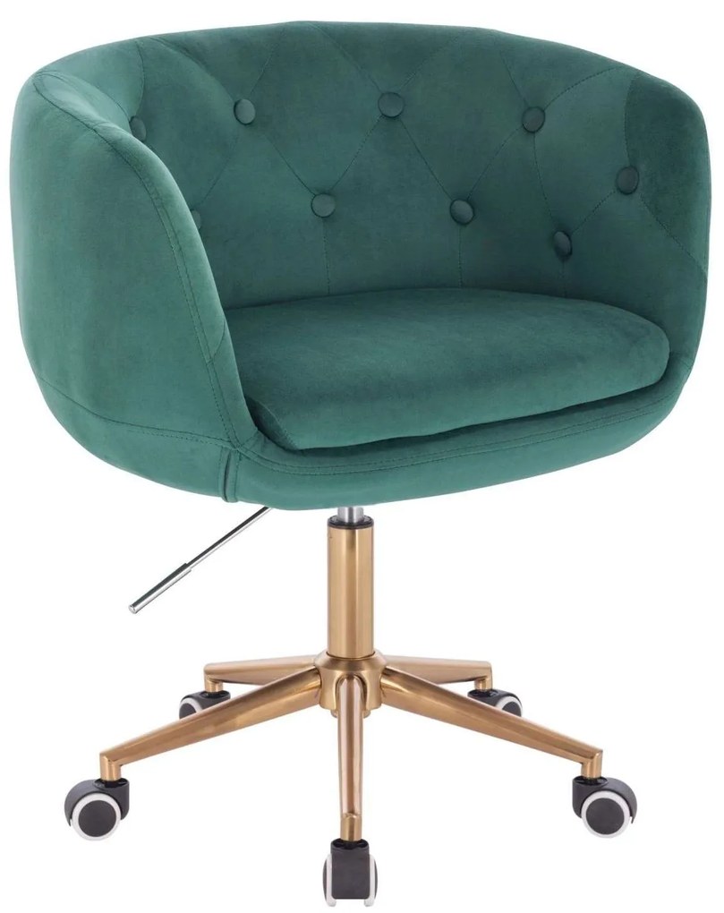 LuxuryForm DESIGN Kreslo MONTANA VELUR na zlatej podstave s kolieskami - zelené