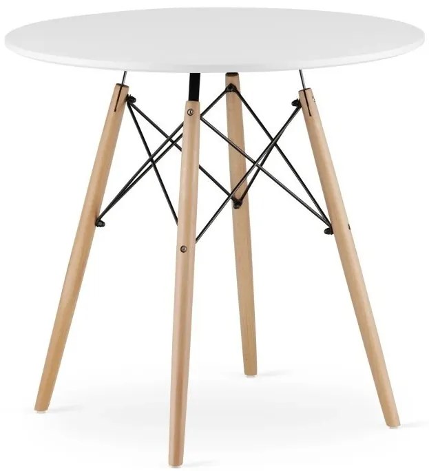 Jedálenská zostava TODI 80cm okrúhly stolový set biely+ 4 stoličky MARK biele