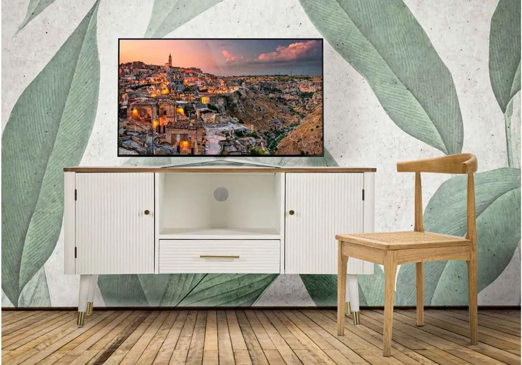 Dizajnový TV stolík Gerlinde 117 cm biely