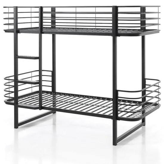 Čierna kovová poschodová detská posteľ s roštom 90x200 cm Oscar – Vipack