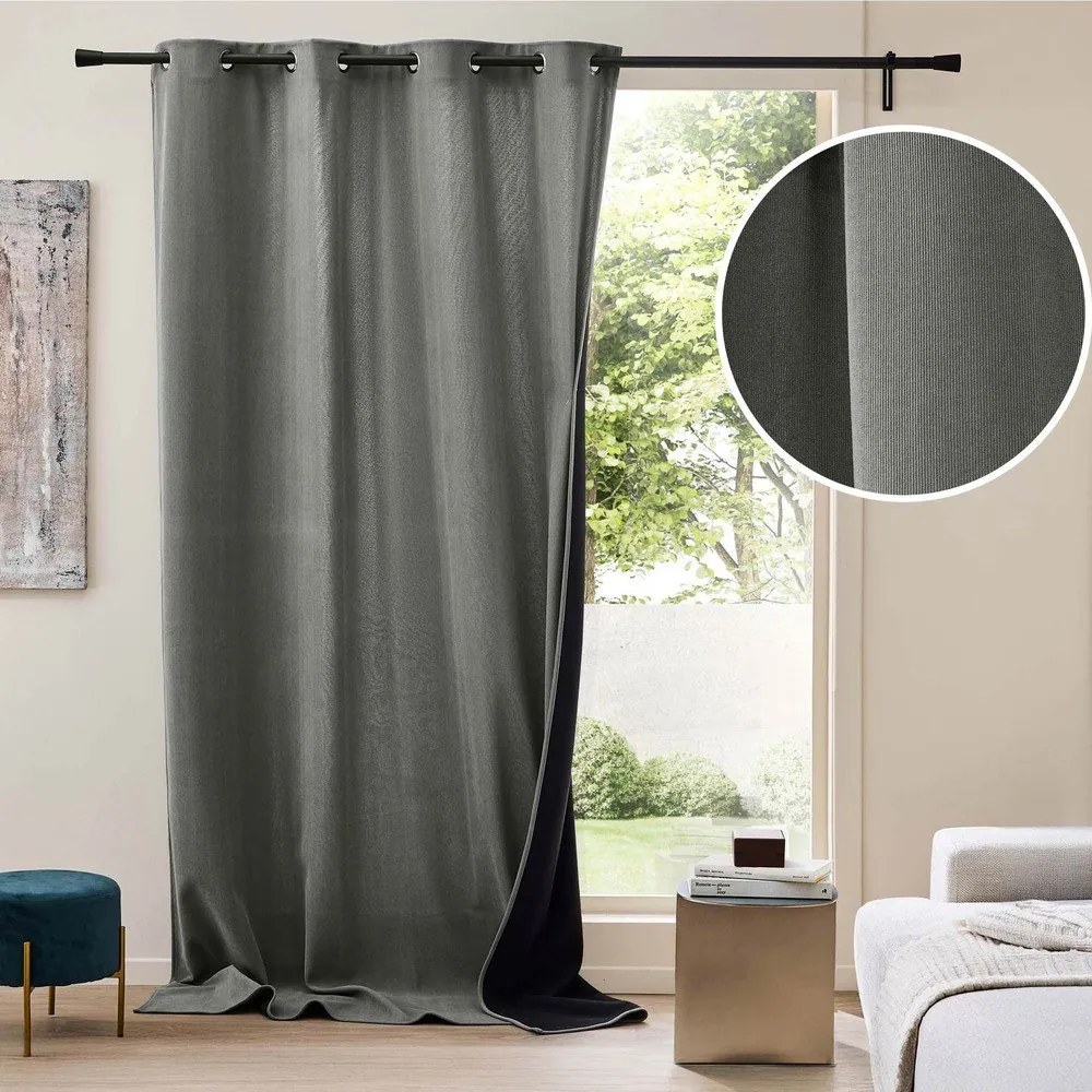 Antracitový menčestrový termo záves 140x260 cm Madison – douceur d'intérieur