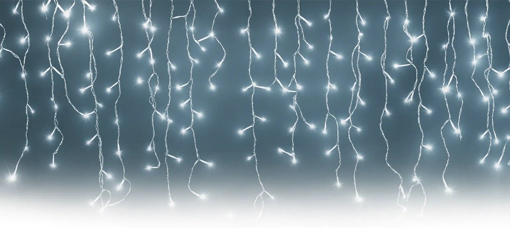 Vianočné svetielka LED záclona studená biela 200 LED