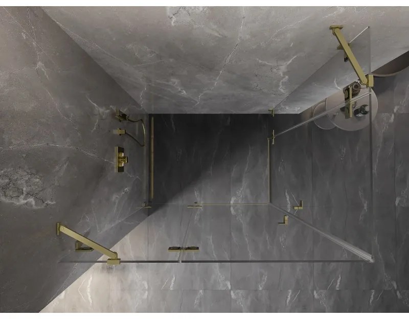 Mexen Lunar Duo, výklopný sprchový kút 120 x 80 cm, 8mm číre sklo, zlatý matný profil, 834-120L-080P-55-00