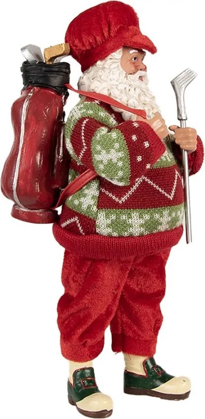 Červená vianočná figúrka Santa Claus s golfovou palicou - 15*10*28 cm