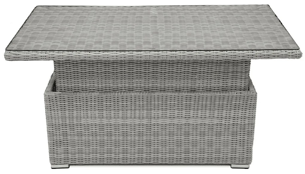 DEOKORK Ratanový stôl výsuvný jedálenský / odkladací 140 x 80 cm SEVILLA (sivá)