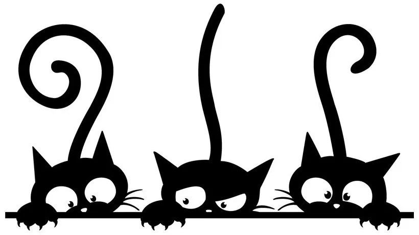 Samolepka na stenu Ambiance Funny Cats Trio, 20 x 35 cm
