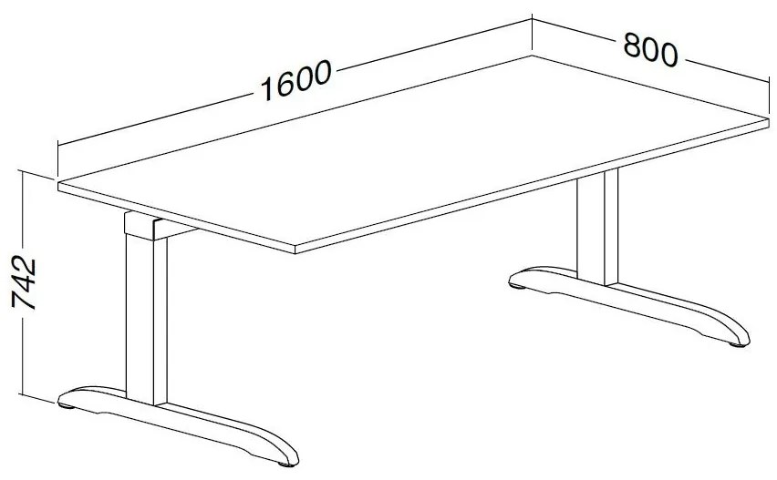 Stôl ProOffice C 80 x 160 cm, biela