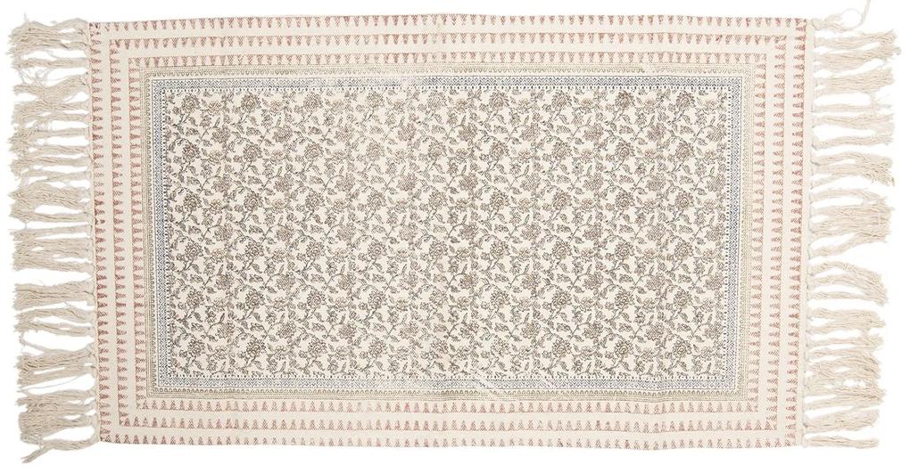 Bavlnený koberec so strapcami a kvetinovými ornamentami - 70 * 120 cm