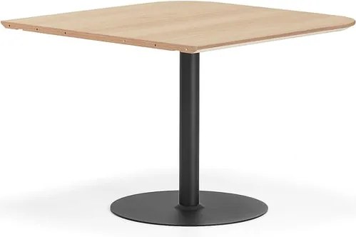 Stôl METRIC, zaoblené rohy, 1000x1000x720 mm, čierna/dub