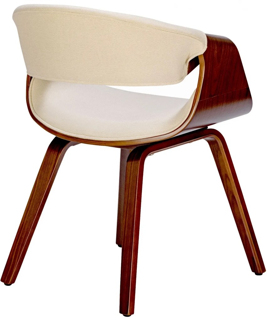 Stolička Foley - látka, drevené nohy orech - Krémová