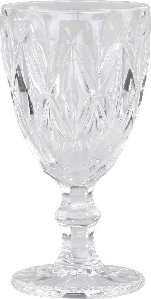 Pohárik na nohe zo silnejšieho skla s dekorom Diamond cut - Ø9,5*17cm