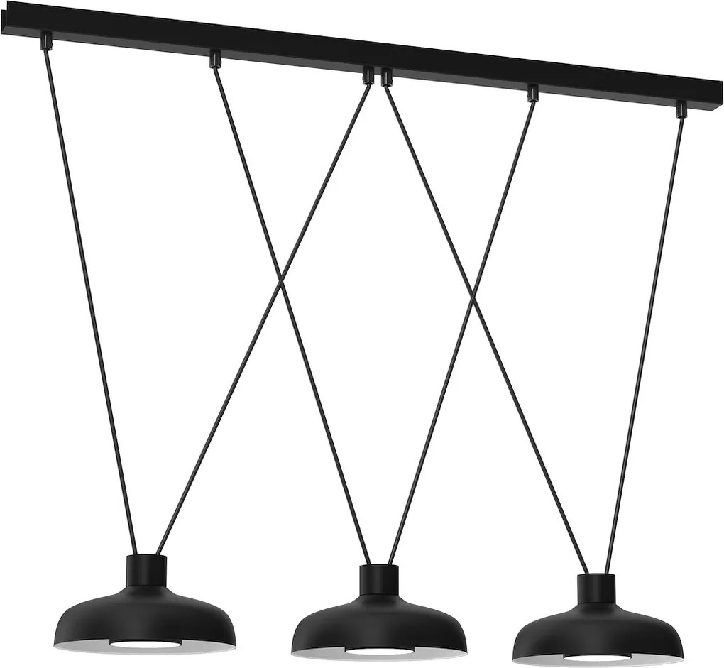 Závesné svietidlo Linea, 3x čierne kovové tienidlo, b