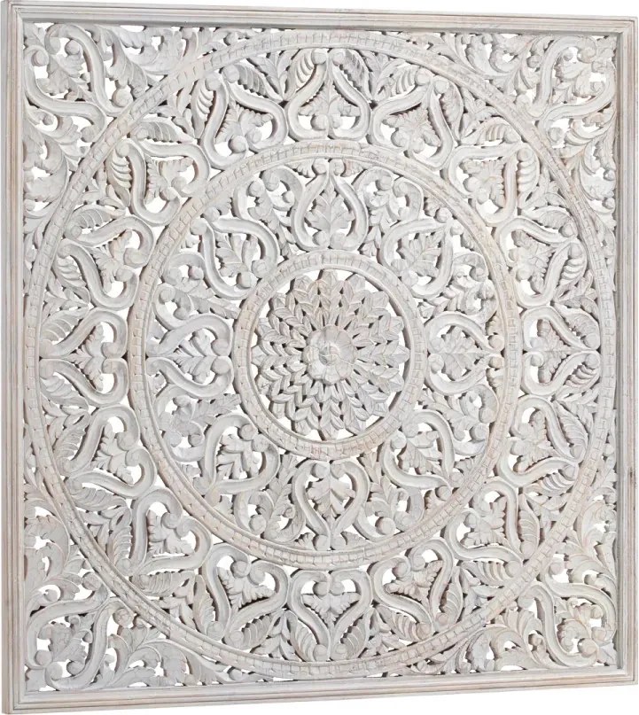 furniture-nabytek.cz - Masívny nástenný obraz Zambezi z mango dreva, lakovaný, šedý – 150×150 cm