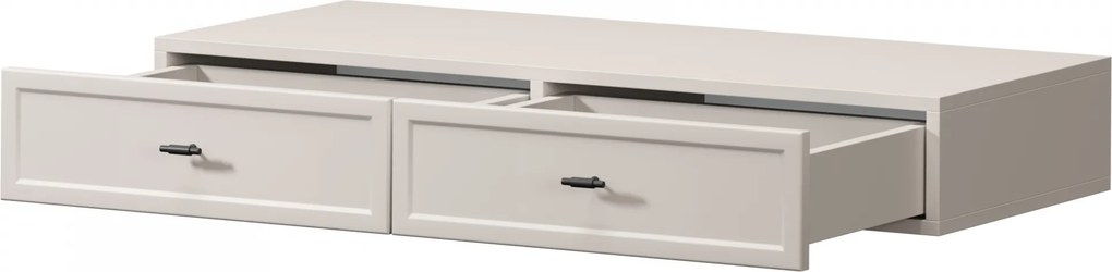 Závesný konzolový stolík so zásuvkami Lorini 100 cm - kašmír / čierne úchytky T-bar