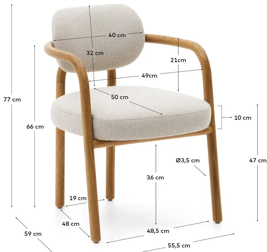 Hnedo-krémová jedálenská stolička Melqui – Kave Home
