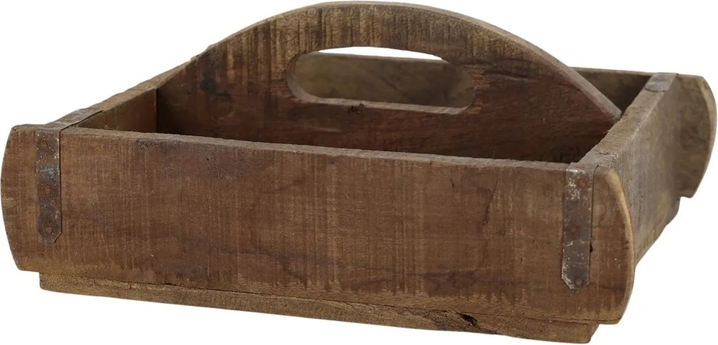 Box Grimaud z recyklovaného hnedého dreva s rukoväťou – 30*25*13 cm