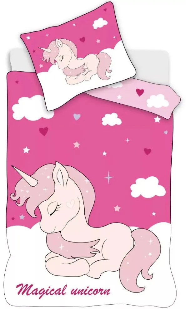 Obliečky do detskej postieľky Magický jednorožec - 100% bavlna - 40 x 60 cm + 100 x 135 cm