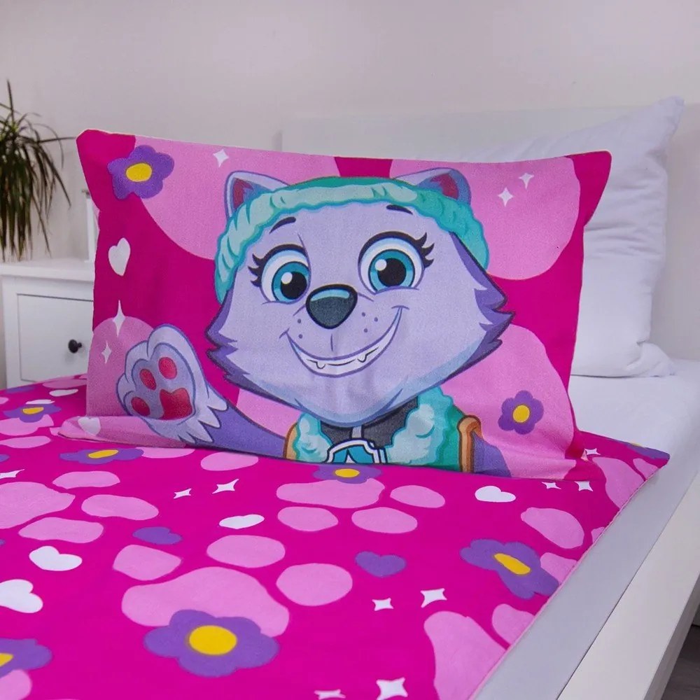 Ružové bavlnené detské obliečky do postieľky 100x135 cm Paw Patrol "Pawsome friendships grow" – Jerry Fabrics