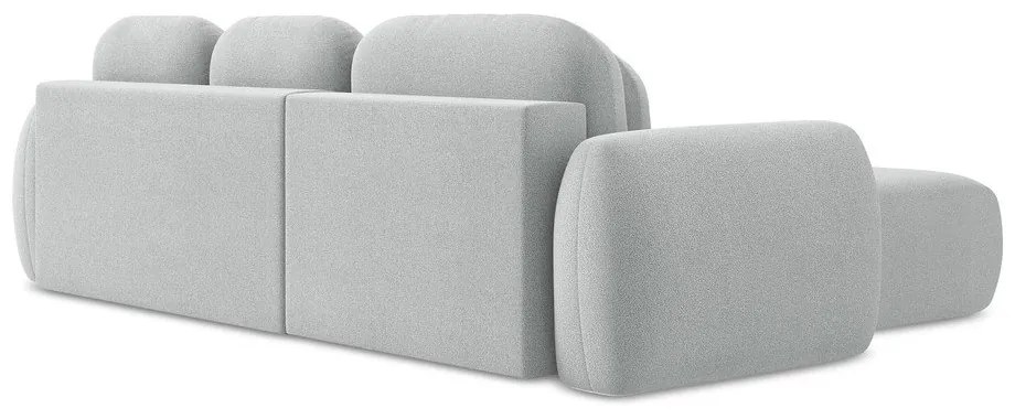 Svetlosivá rozkladacia/s úložným priestorom rohová pohovka z textílie buklé (ľavý roh/s leňoškou) Pele – Makamii