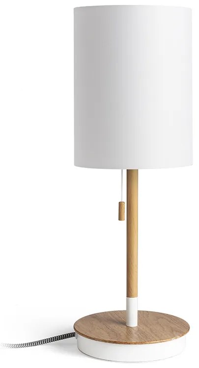RENDL R14036 KEITH/RON stolná lampa, dekoratívne Polycotton biela/buk