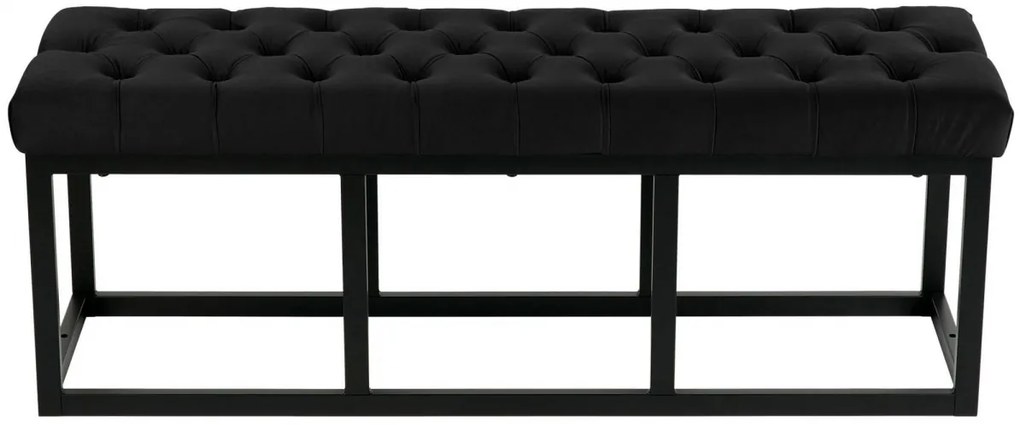 Lavica Polson - zamat, čierny rám 120 cm - Čierna