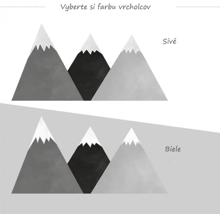 Nálepka na stenu - Hory a obláčiky, sivé