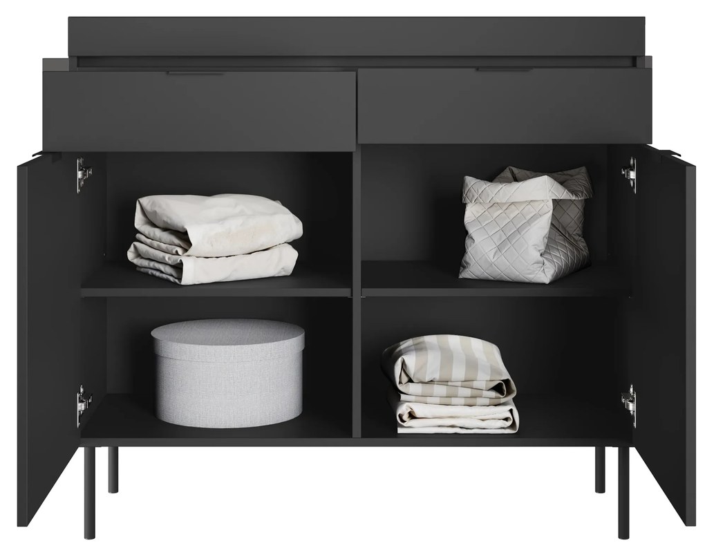 Komoda Sentia 105 cm s 2 zásuvkami - čierna / čierna