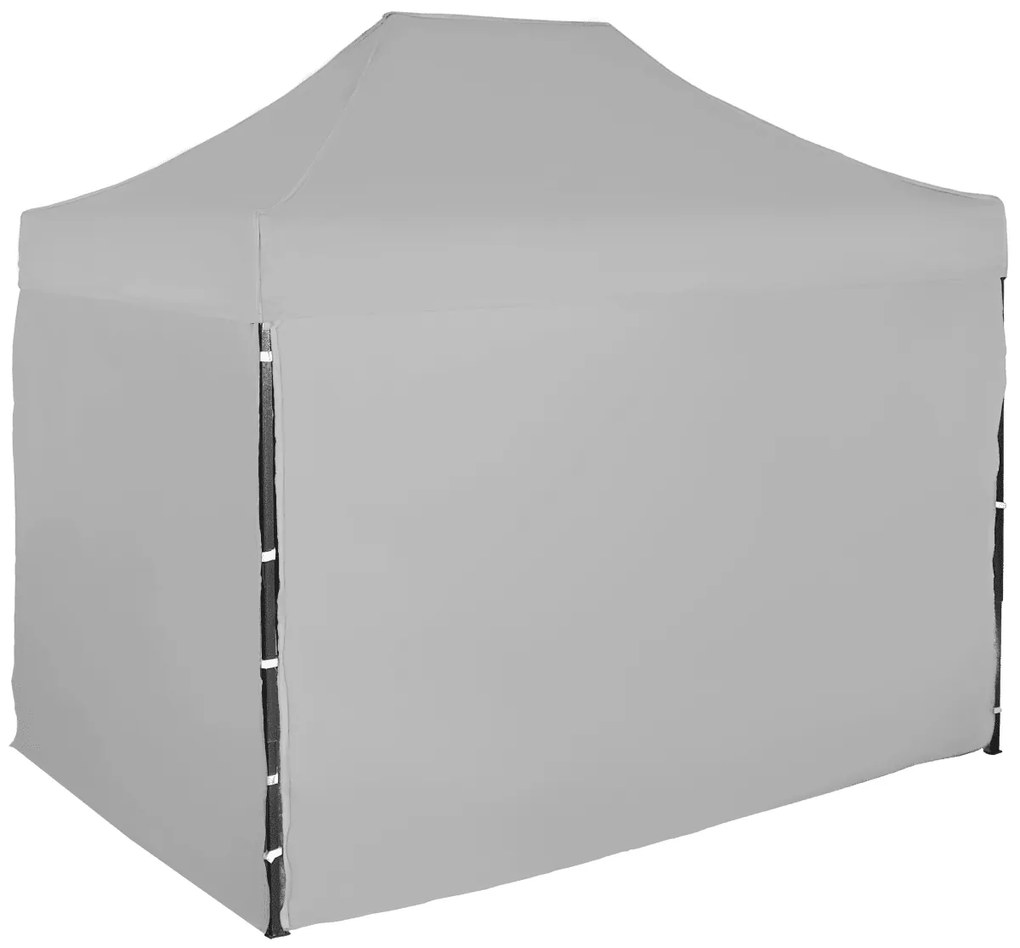 Rýchlorozkladací nožnicový stan 2x3m - oceľový, 4 bočné plachty, Sivá / antracitová