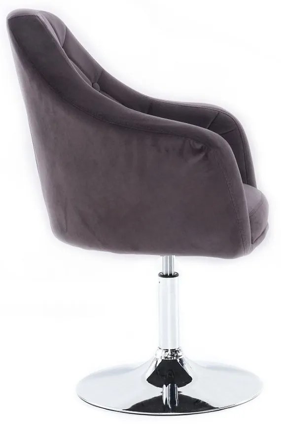 LuxuryForm DESIGN Kreslo ANDORA VELUR na striebornom tanieri - tmavo šedé