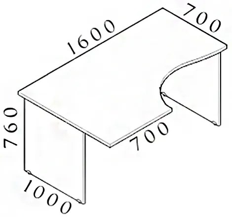 Ergonomický stôl Visio 160 x 100 cm, ľavý, čerešňa