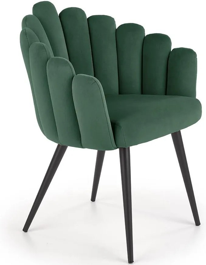 Stolička K410 Velvet/Kov Tmavozelený