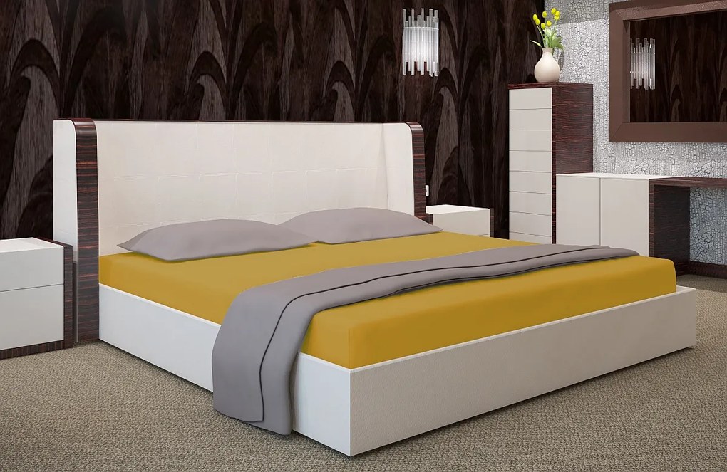 Dekorstudio Prestieradlo Jersey s gumičkou horčicové PRZJ-046 Rozmer plachty: 220x200cm