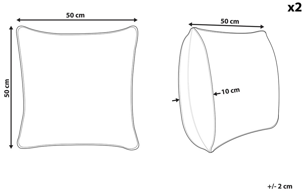 Sada 2 vyšívaných dekoratívnych vankúšov so vzorom 50 x 50 cm viacfarebná SERAMPORE Beliani