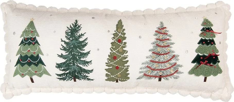 Béžový dekoračný vankúš s vanočnými stromčekmi – 74*30*4 cm