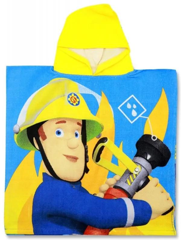Pončo - osuška s kapucňou Požiarnik Sam - Hasič Sam - Fireman Sam - 100% bavlnené froté - 55 x 110 cm