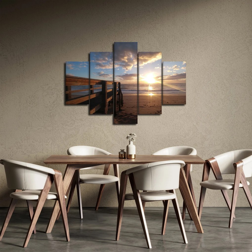 Obraz móla, pláže a more (150x105 cm)