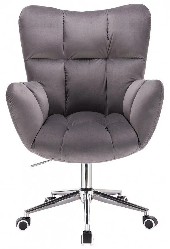 LuxuryForm DESIGN Kreslo AURORA VELUR na strieborné podstave s kolieskami - tmavo šedé