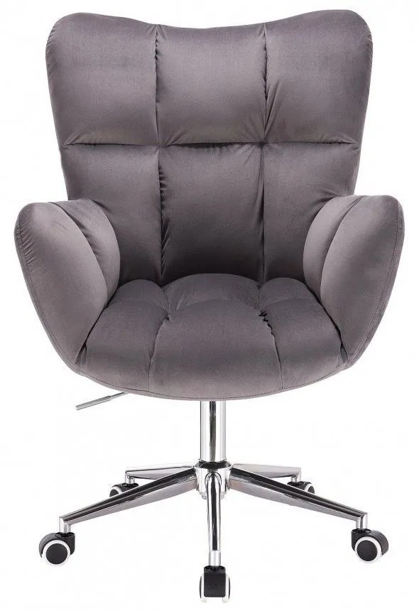 LuxuryForm DESIGN Otočné kreslo AURORA VELUR na striebornej podstave s kolieskami - tmavosivé