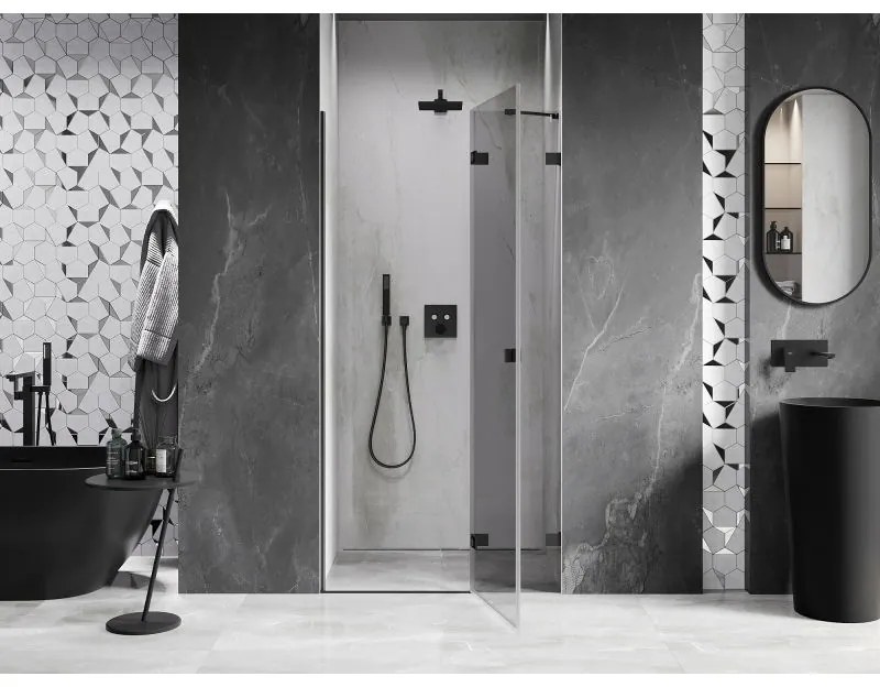 Mexen, Mexen Lunar pravé otočné sprchové dvere 70 cm, transparentné, čierne - 834-070-000-70-00-P