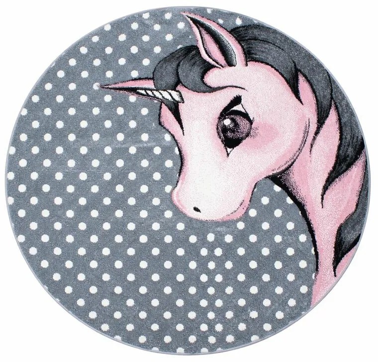 Ayyildiz, Kusový koberec Kids 590 pink kruh, 160x160 (priemer) kruh, ružová, detská izba