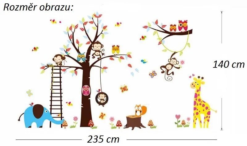 Veselá Stena Samolepka na stenu na stenu Strom s hojdačkou a zvieratkami zo Zoo