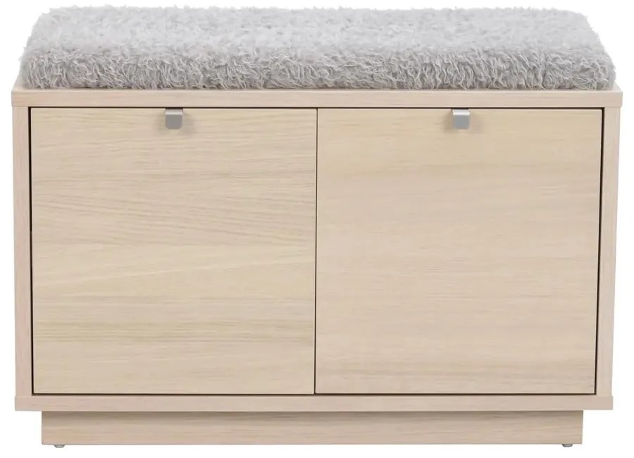 Skrinka na topánky v dekore duba s lavicou v šedo-prírodnej farbe Confetti – Rowico