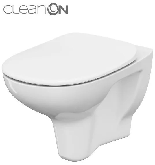 Cersanit Arteco, závesná WC misa CleanOn 53x36x37 cm vrátane sedátka s pomalým dopadom, biela, S701-180